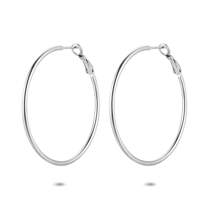 Stainless Steel Earrings, 50 Mm Hoops