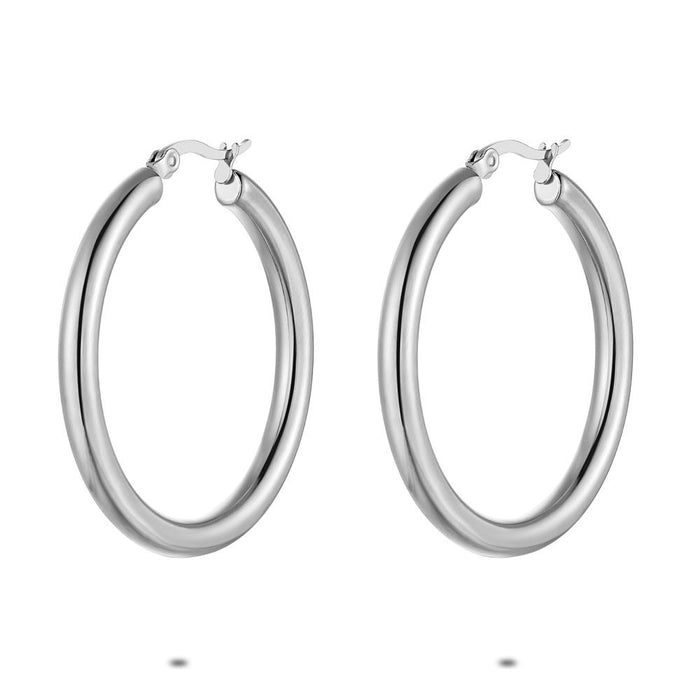 Stainless Steel Earrings, Hoop Earrings, 40 Mm