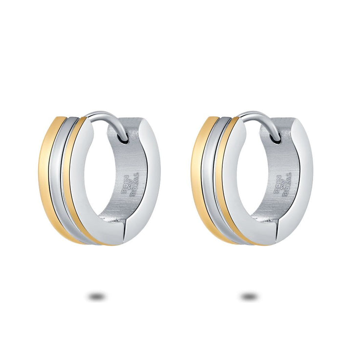 Stainless Steel Earrings, Hoops, 3 Rows