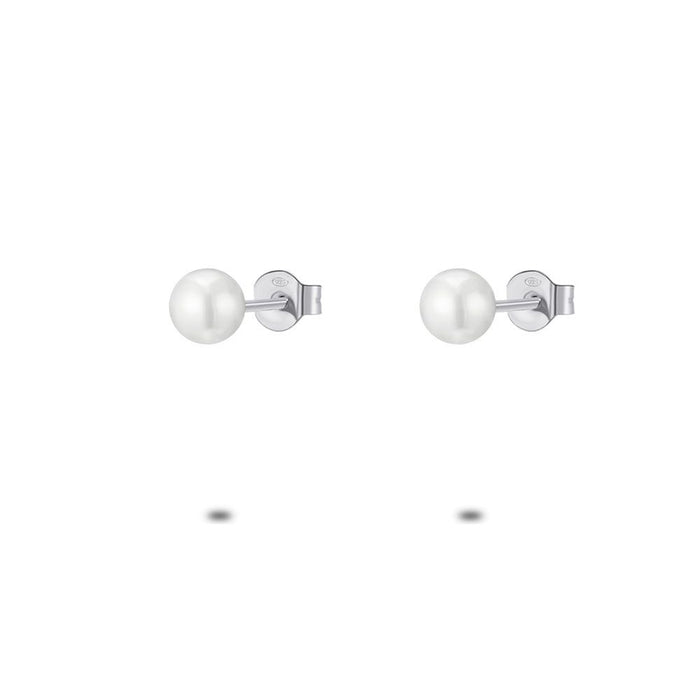 Silver Earrings, Pearl 5 Mm