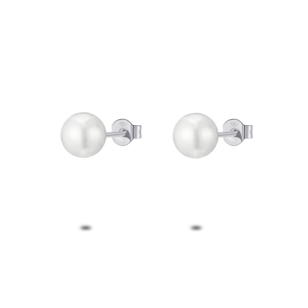 Silver Earrings, Pearl 7 Mm