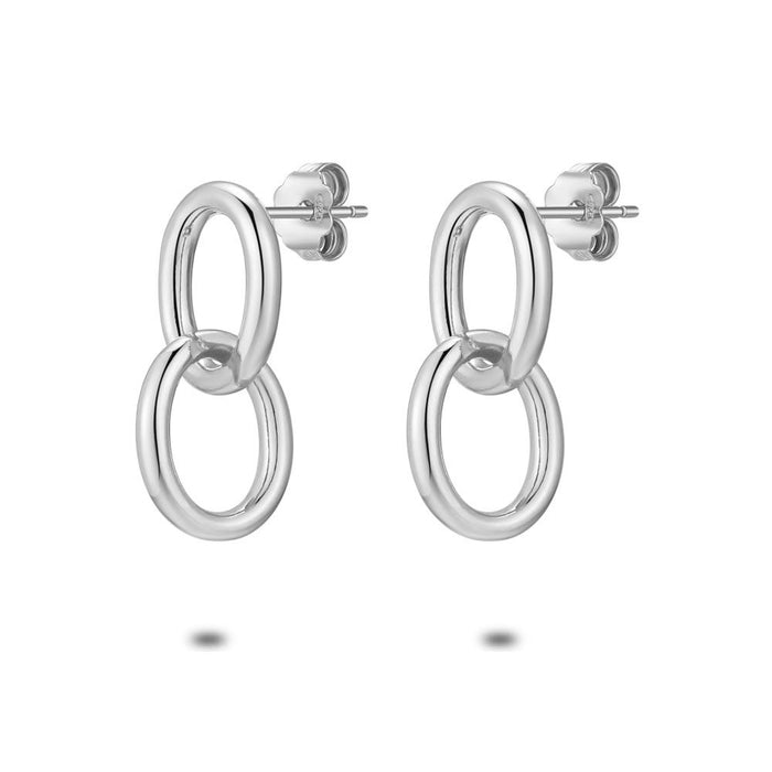 Silver Earrings, 2 Intertwined Ovals