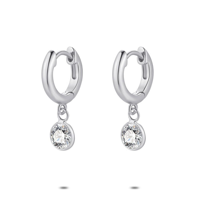 Silver Earrings, Earring, Zirconia, 5 Mm