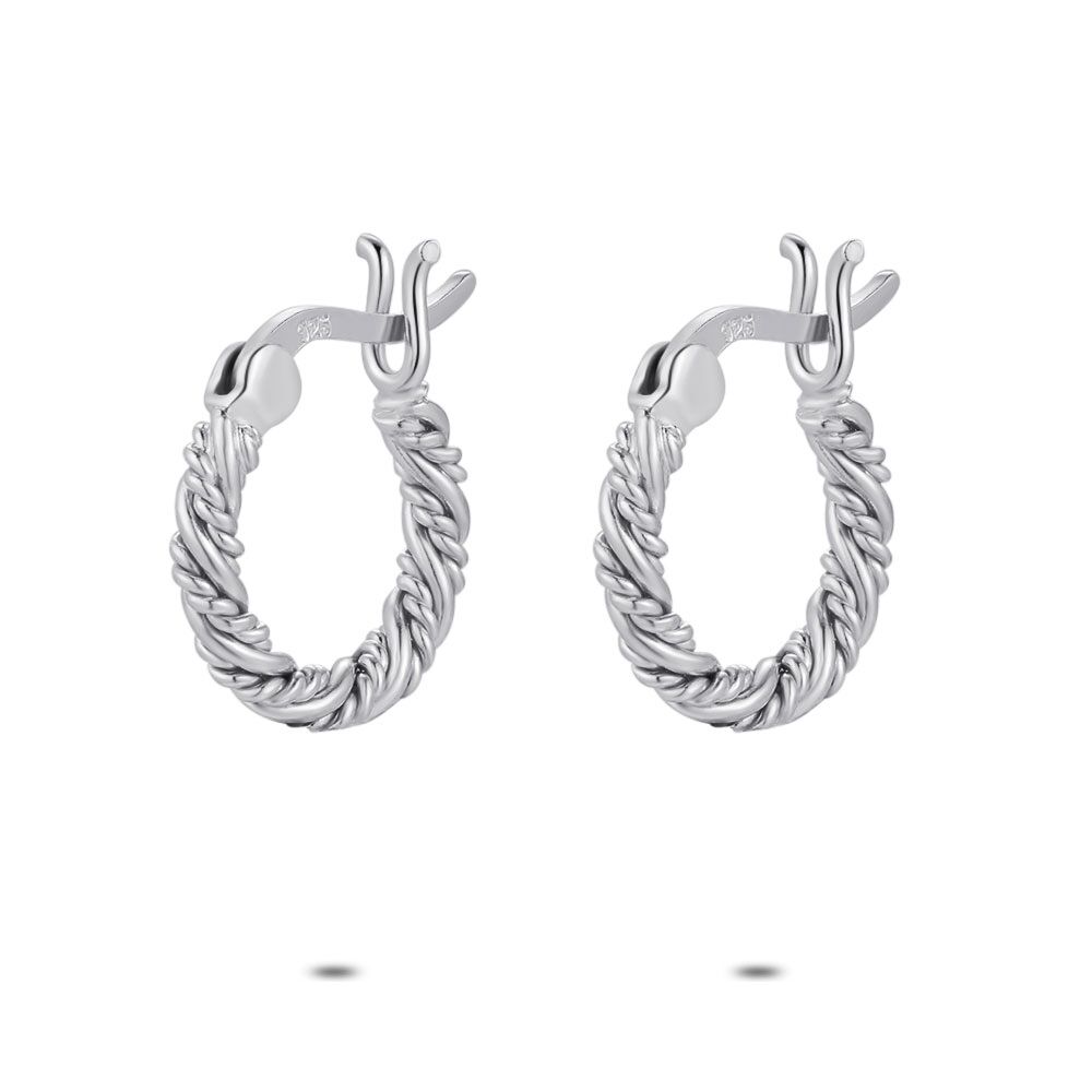 Silver Earrings, Earring, Twisted, 12 Mm