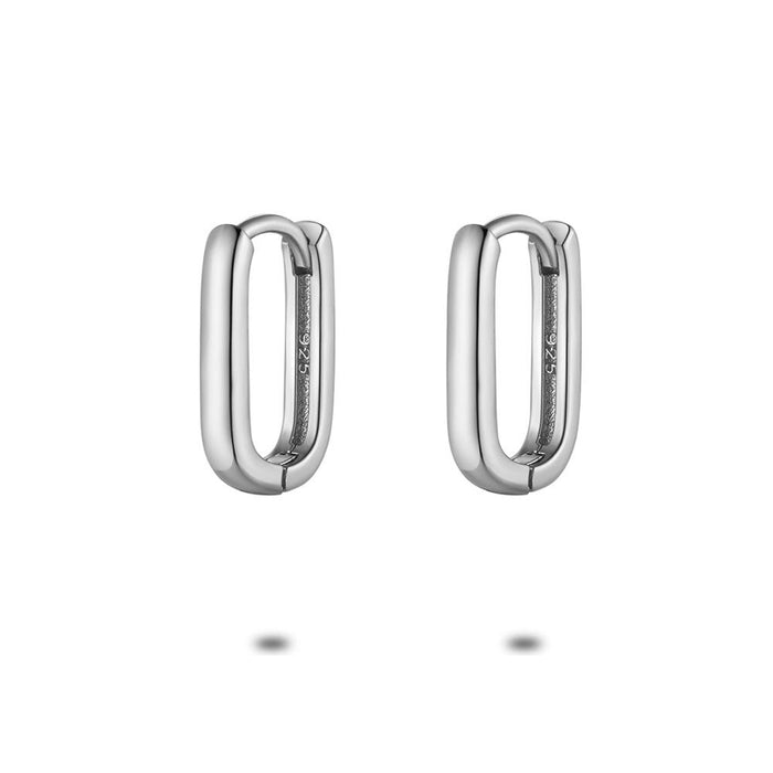 Silver Earrings, Oval Hoop Earrings, 12 Mm