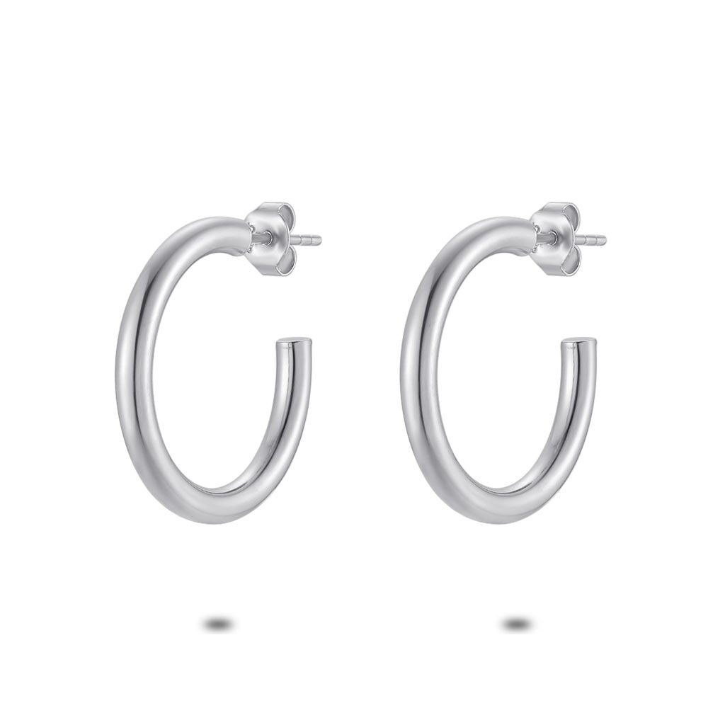 Silver Earrings, Open Earring, 25 Mm