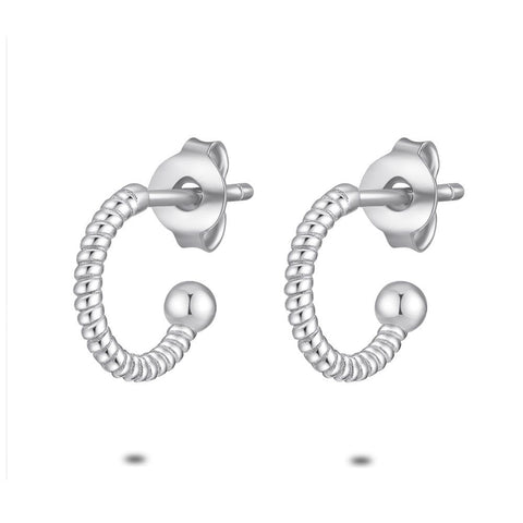 Silver Earrings, Open Hoops, 1 Cm