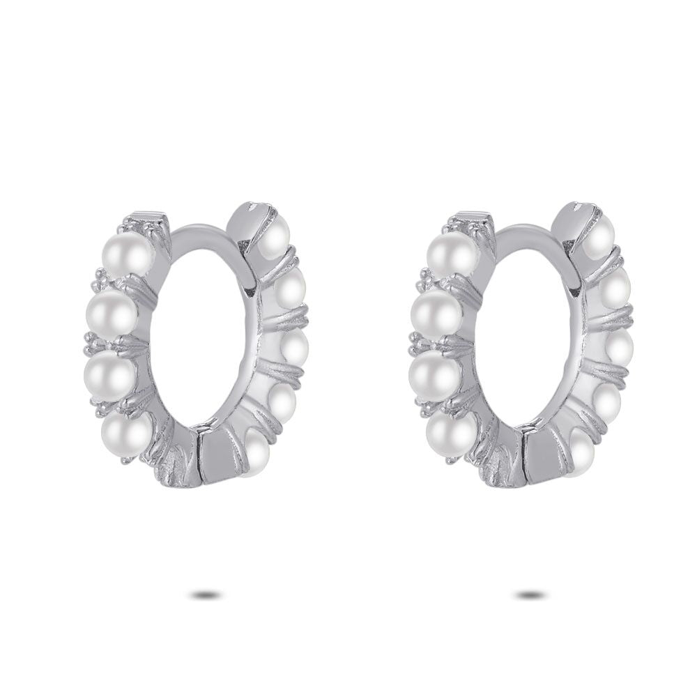 Silver Earrings, 10 Pearls