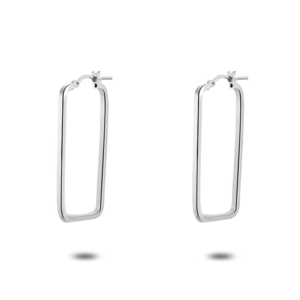 Silver Earrings, Rectangle 33 Mm