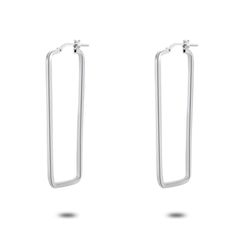 Silver Earrings, Rectangle, 43 Mm