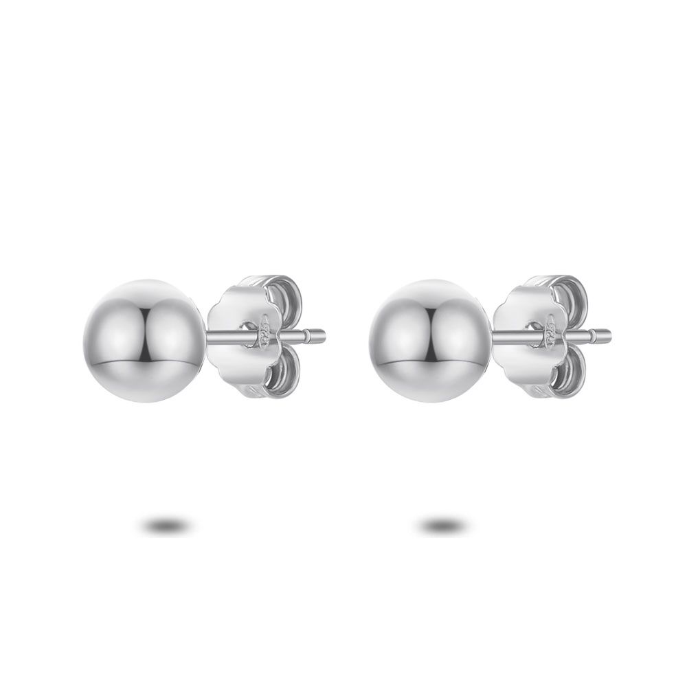 Silver Earrings, Ball 5 Mm