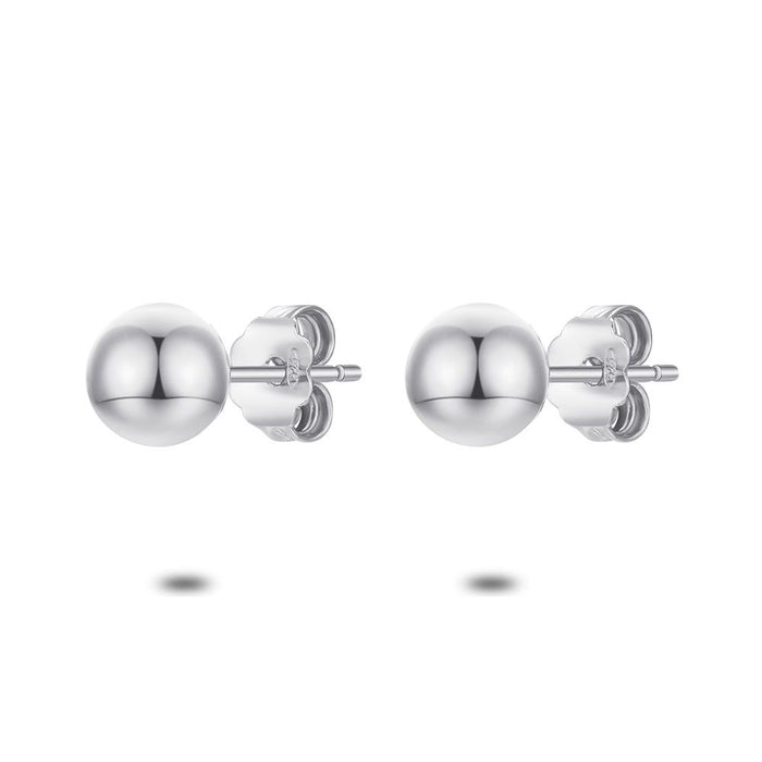 Silver Earrings, Ball 6 Mm
