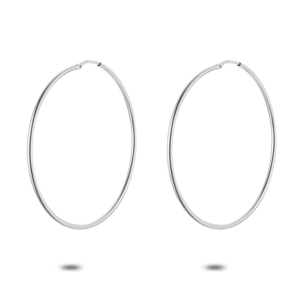 Silver Earrings, Hoops, 38 Mm