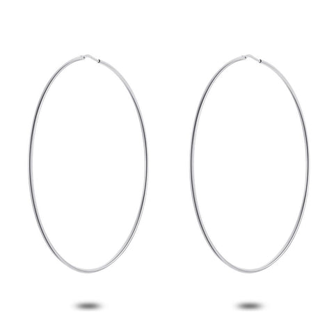 Silver Hoop Earrings, 73 Mm