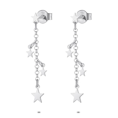 Silver Earrings, Dangling Little Stars