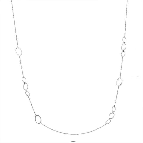 Stainless Steel Necklace, Long Necklace, Open Ovals