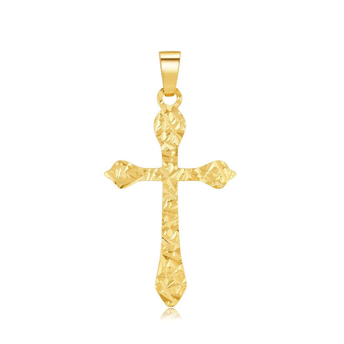 18Ct Gold Plated Silver Pendant, Cross, Hammered