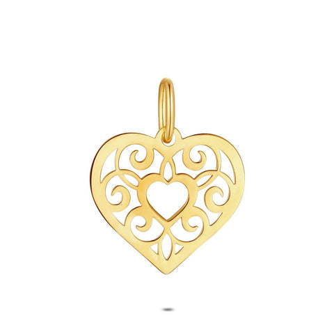 18Ct Gold Plated Silver Pendant, Open Heart
