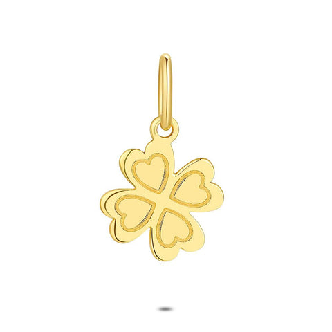 18Ct Gold Plated Silver Pendant, Clover, 1 Cm, Hearts