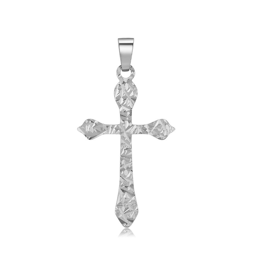 Silver Pendant, Hammered Cross