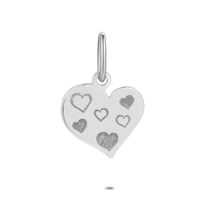 Silver Pendant, Heart With Small Hearts