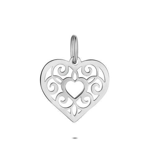 Silver Pendant, Open Heart