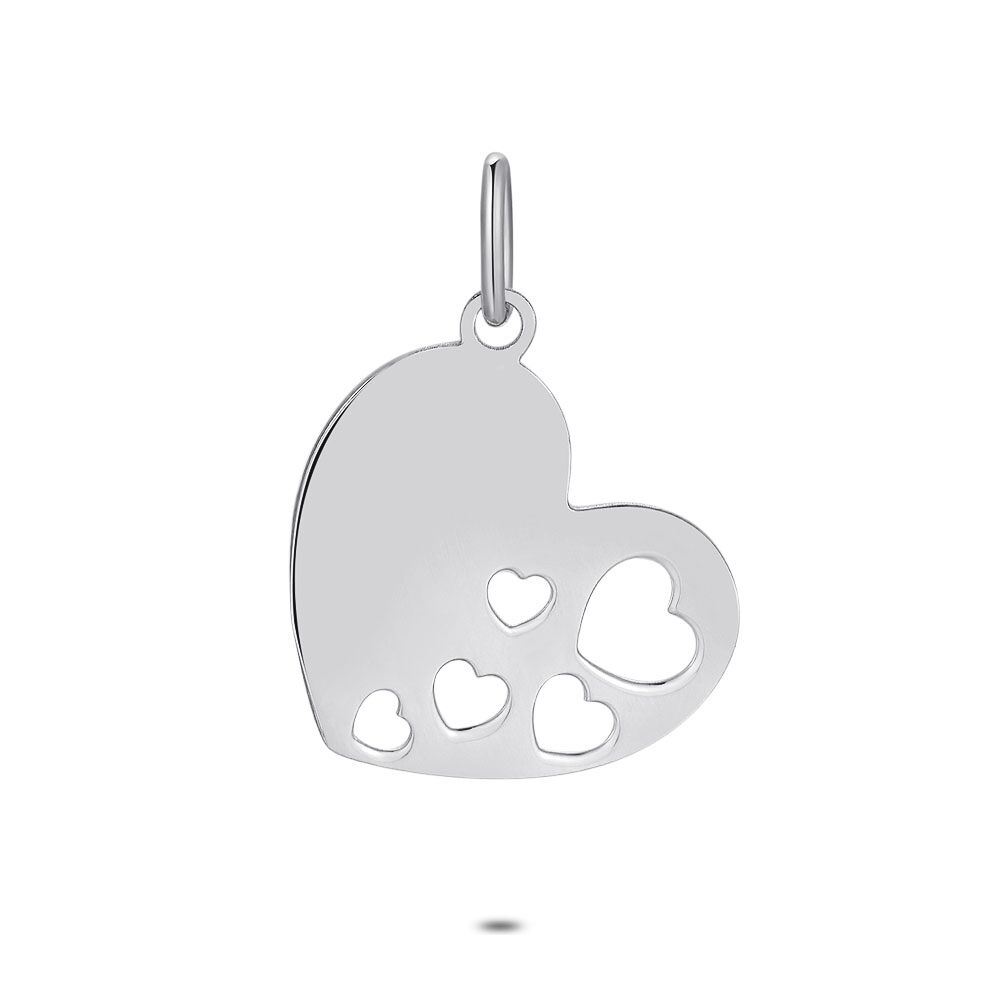 Silver Pendant, Heart With Open Hearts
