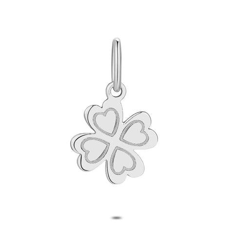 Silver Pendant, Clover With Hearts, 1 Cm