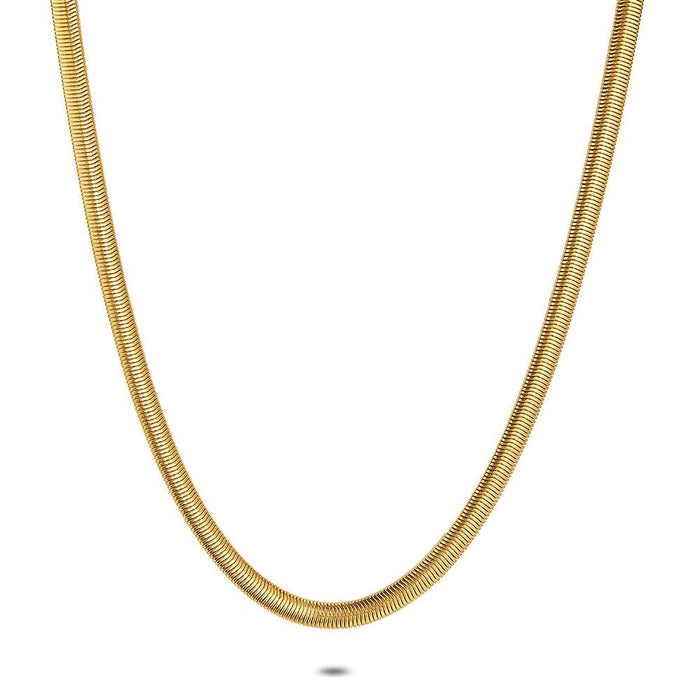 Gold Coloured Stainless Steel Necklace, Snake Chain, 5 Mm