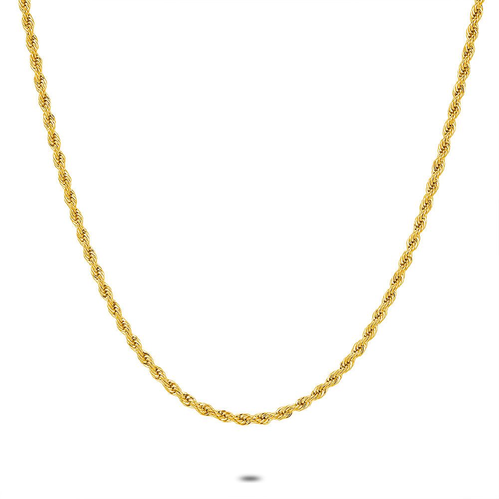 Gold Coloured Stainless Steel Necklace, Twisted Chain, 3 Mm