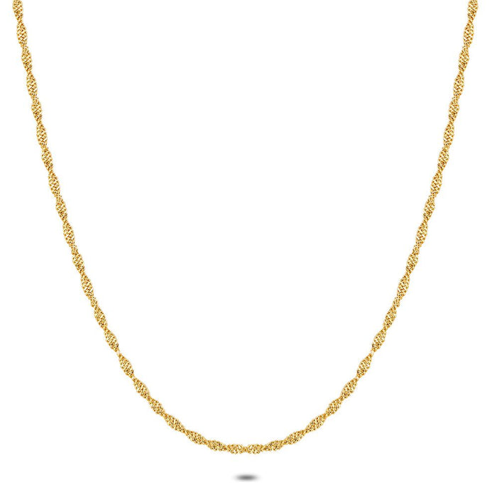 Gold Coloured Stainless Steel Necklace, Double Twisted Chain