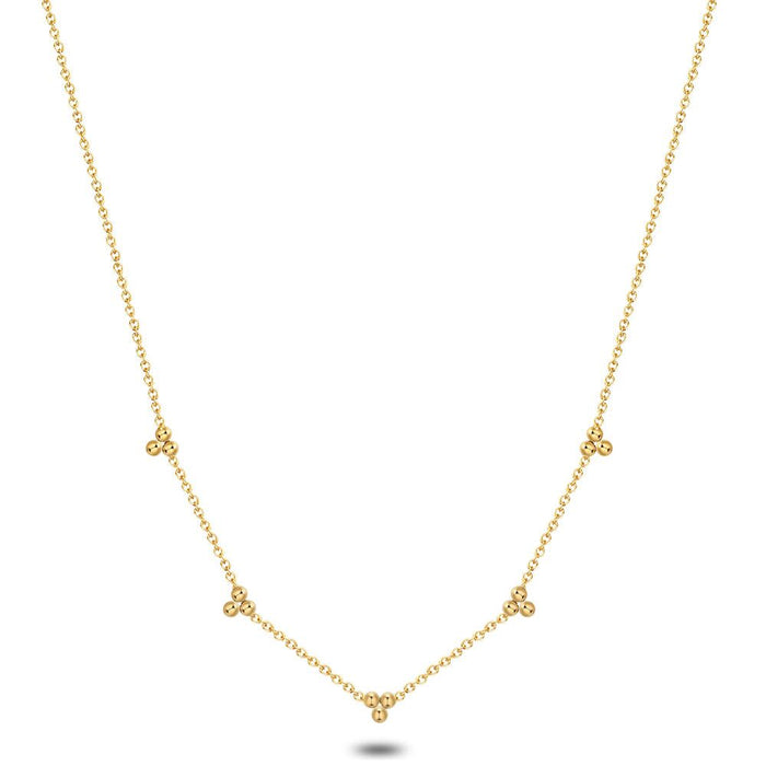Gold Coloured Stainless Steel Necklace, Triangle, Dots