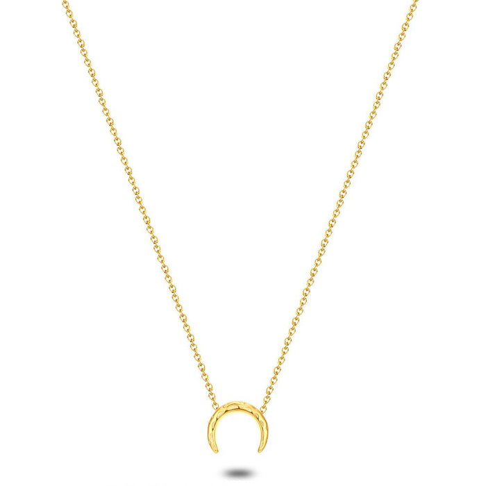 Gold Coloured Stainless Steel Necklace, Moon