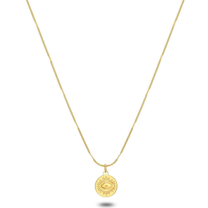 Gold Coloured Stainless Steel Necklace, Eye