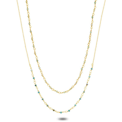 High Fashion Necklace, Doucble Chain, Amazonite Stones