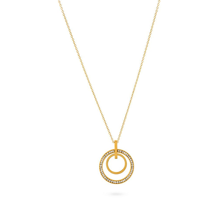 Gold Coloured Stainless Steel Necklace, 2 Circles