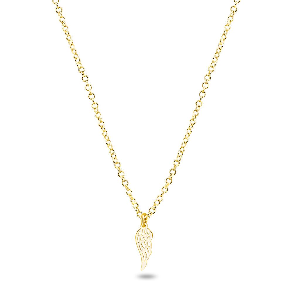 18Ct Gold Plated Silver Necklace, Small Wing