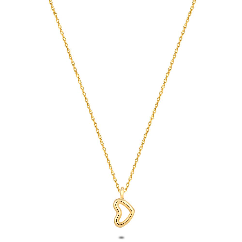 18Ct Gold Plated Silver Necklace, Tiny Open Heart