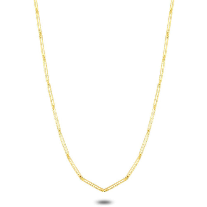 18Ct Gold Plated Silver Necklace, Open Ovals, Chiseled