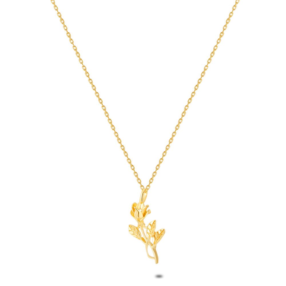 18Ct Gold Plated Silver Necklace, Rose