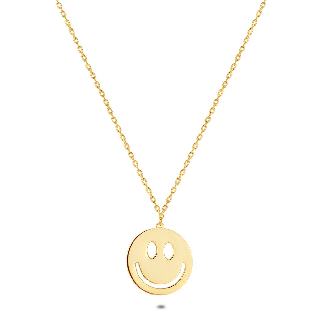 18Ct Gold Plated Silver Necklace, Smiley