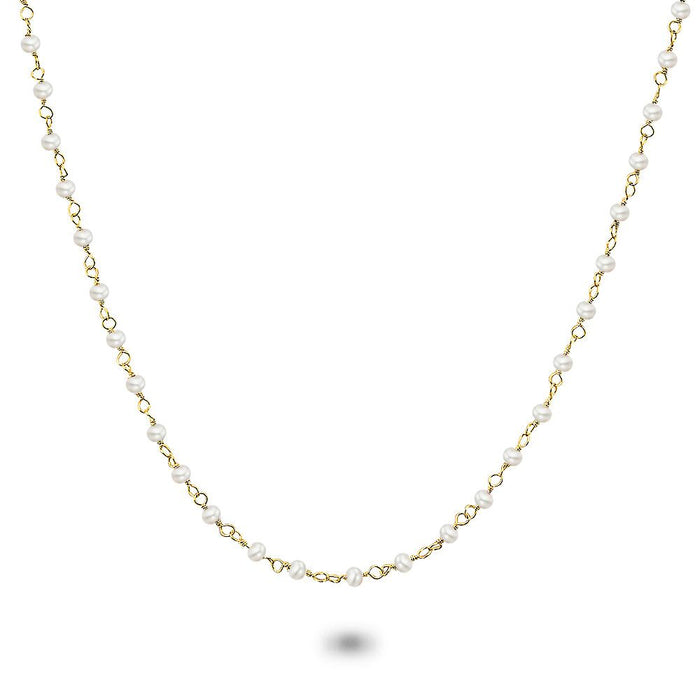 18Ct Gold Plated Silver Necklace, Pearls, 3 Mm