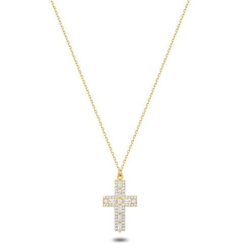 18Ct Gold Plated Silver Necklace, Cross