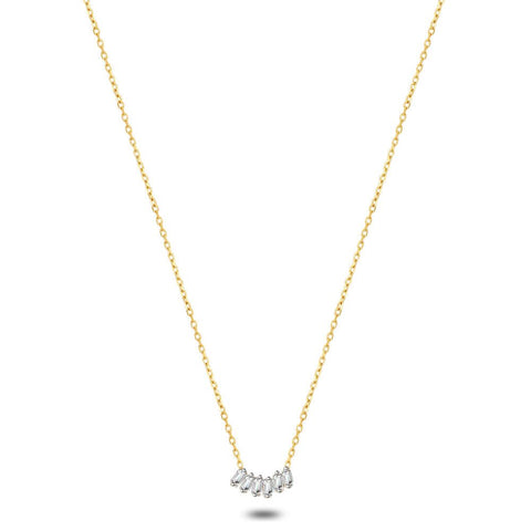 18Ct Gold Plated Silver Necklace, 6 Zirconia