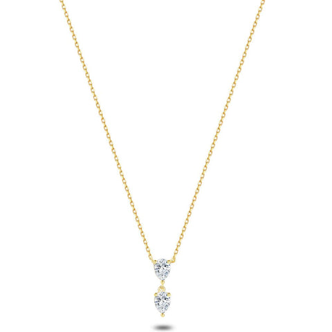 18Ct Gold Plated Silver Necklace, 2 Drops