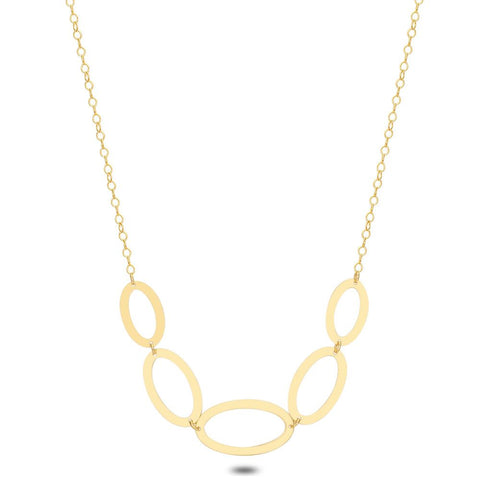 18Ct Gold Plated Silver Necklace, 5 Ovals