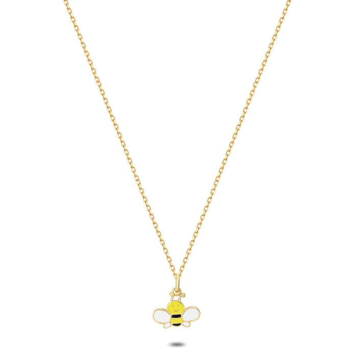18Ct Gold Plated Silver Necklace, Bee, Yellow, Black