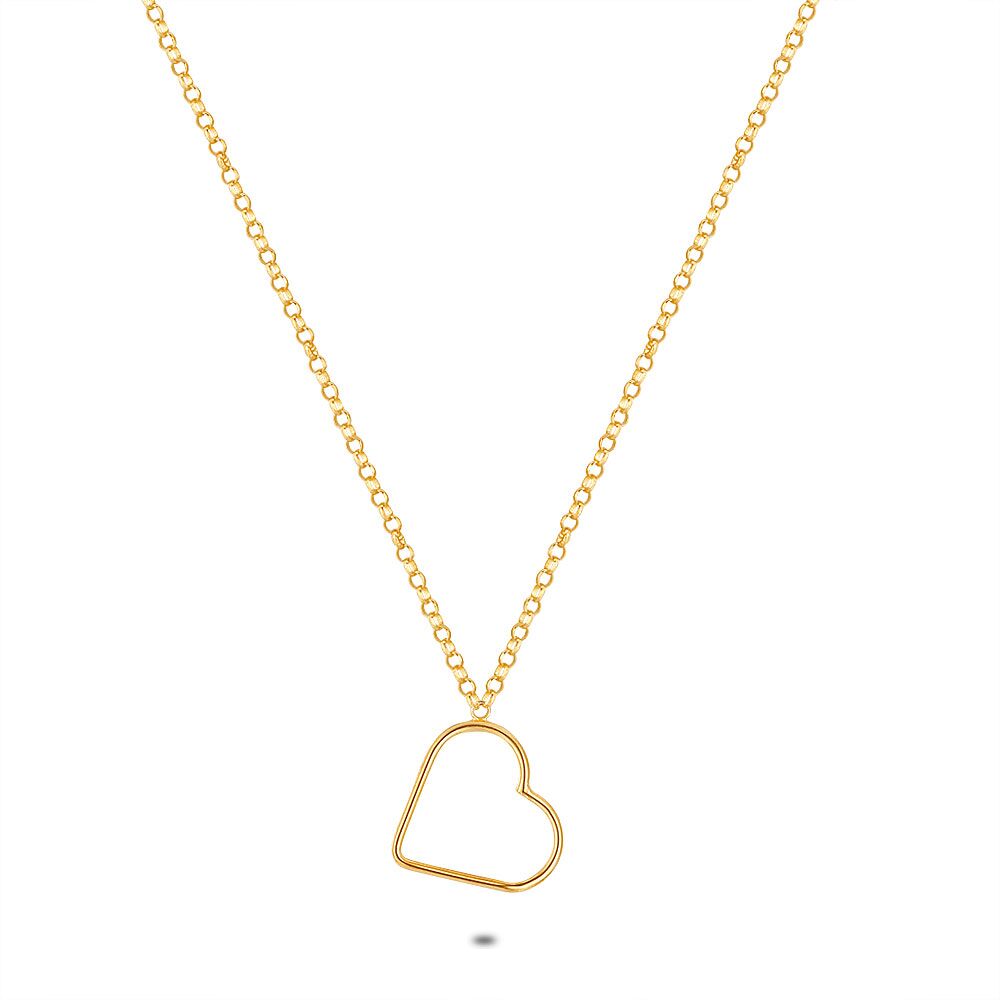18Ct Gold Plated Silver Necklace, Open Heart, 1,5 Cm