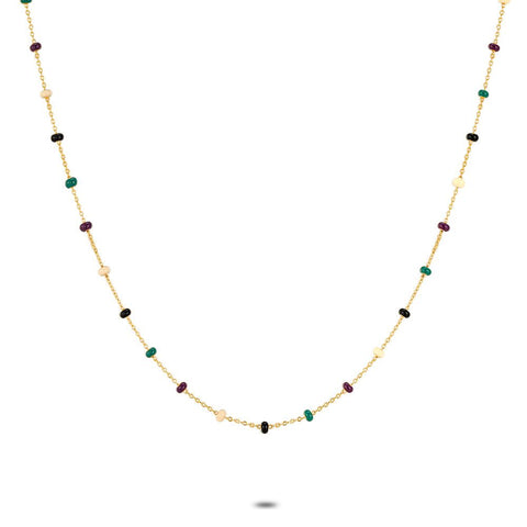 18Ct Gold Plated Silver Necklace, Multi-Coloured Enamel Balls