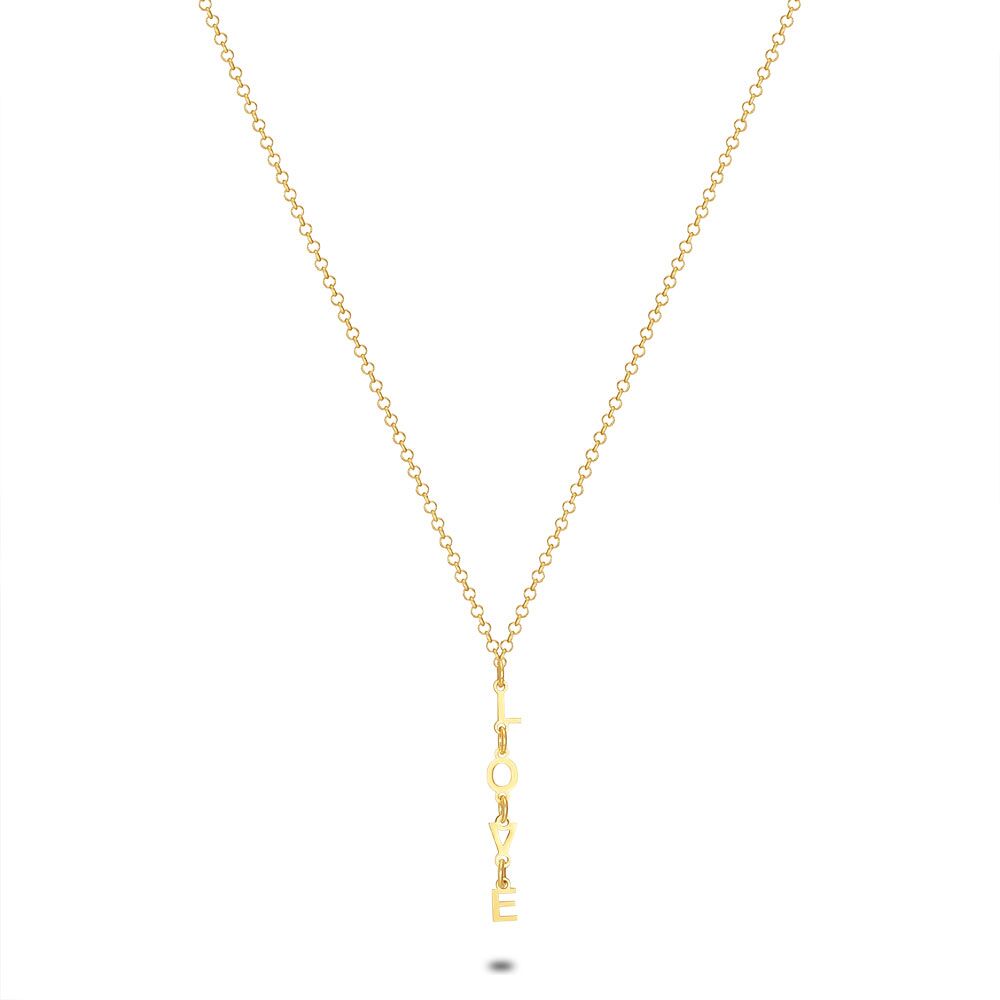 18Ct Gold Plated Silver Necklace, Forcat Chain, Love